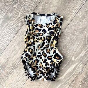 Leopard Romper 3-6 M With Pom Poms